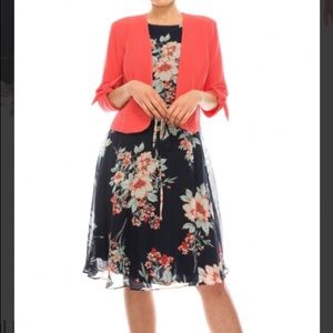 Studio One Floral Printed Two Piece Jacket Dress New With Tags